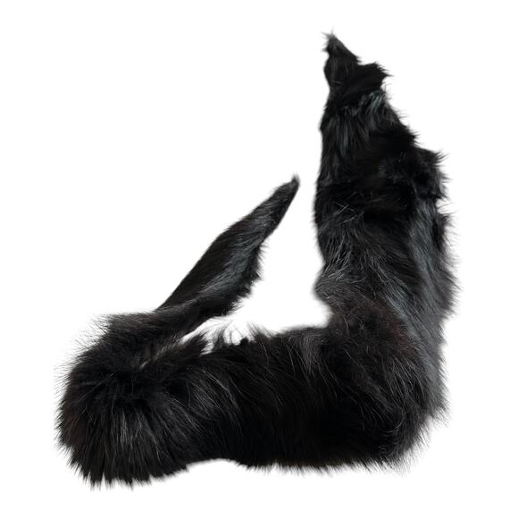 Vintage Fur Collar Neckline Black - Picture 4 of 7